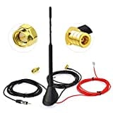 Eightwood Aktive DAB/DAB+ Antenne Auto Digital Radio FM/AM Kombi Dachantenne Autoantenne mit Verstärker with SMB/SMA Stecker DIN Adapter Auto Radio Fahrzeug Splitter Amplifier 5M