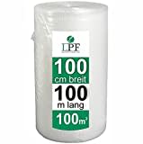 dieLUFTPOLSTERFOLIE Luftpolsterfolie 100cm x 100m Verpackungsfolie Luftpolster Rolle Blisterfolie Noppenfolie Polsterfolie Umzug 1m Knallfolie Polstermaterial Versand Transparent Umzugfolie 100