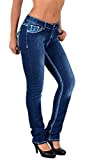 ESRA Damen Jeans Jeanshose Damen Hose Straight Leg Dicke Naht Jeanshosen Damenjeans bis große Größen J755