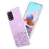 Yarxiawin Kompatibel mit Xiaomi Mi 10 Lite 5G Hülle Transparent Glitzer Aesthetic Muster, Handyhülle Xiaomi 10 Lite 5G Silikon Durchsichtig Dünn Schutzhülle Clear Case Silikonhülle (Lila)