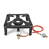 BACOENG Hockerkocher Gas 10KW, 4 Fuß Wok Campingkocher Inklusive 1.5 m Schlauch und 50 mbar Druckregler, 4-beiniger Gaskocher Camping Für Camping und Outdoor