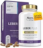 Leber Kur Mariendistel Kapseln hochdosiert - 80% Silymarin, Artischocken, Löwenzahn, Curcuma, Desmodium und Cholin für die Leber Testsieger - 8-Fach Komplex