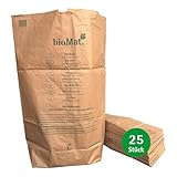 bioMat Kompostierbare Papiersäcke 240l aus Kraftpapier, 25 Papiertüten für Biotonne, 1-lagig, Reißfest, Nassfest