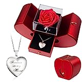 Konservierte Rose Apfelkiste Rosenbox Ewige Rose Mit Schmuck Forever in My Heart Foto-Halskette Preserved Rose Im Glas Mit Kette Rosen Infinity Rose Jahrestag Valentinstag Muttertag Weihnachten