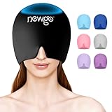 NEWGO Gel Kühlmaske Kopfschmerzen Hut Kühlmütze Migräne Headache Relief Dehnbare Kopfschmerzen Mütze Cold Therapy Cap Schlafmaske, Maske für Geschwollene Augen Stressabbau (Schwarz)