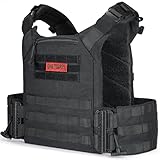 OneTigris FYR Plattenträger, Taktische Plate Carrier Schnellverschluss-System Airsoft Weste, Verstellbarer MOLLE Platten Träger Brustschützer für Paintball Polizei Softair (Schwarz)