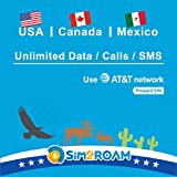 USA Kanada Mexiko AT&T SIM-Karte | unbegrenzte Hochgeschwindigkeitsdaten/Anrufe/SMS | ATT SIM-Karte US, USA, Kalifornien, Kanada, Mexiko | nur passend für iPhone (21 Tage)