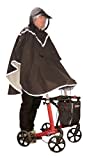 FabaCare Regenjacke Poncho für Rollator Nutzer, Regenponcho mit Sichtfenster und Reflektoren, Rollator-Jacke mit Kapuze, grau, mit FabaCare Spezialversiegelung