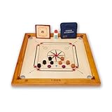 Uber Games - Junior Carrom Board Set - 68,6 x 68,6 cm Spielbrett inklusive Carrom Men, Striker & Powder - Einstiegsset - Made in India - geeignet für Anfänger, Kinder & Familien