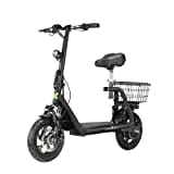 4MOVE E-Moped Für Erwachsene mit Sitz, Elektro Moped Faltbarer mit LED Display & Korb,12 Zoll Reifen,36V 12ah Li Akku (Schwarz)