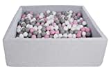 Velinda Bällebad Ballpool Kugelbad Bällchenbad Kinder-Pool mit 900 Bällen/120x120cm (Farbe der Bälle: weiß,rosa,grau)