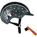 Casco Kinder Reithelm NORI Einhorn schwarz/grau S (52-56cm) + Hufkratzer Reiterladen24