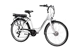 F.lli Schiano E-Moon 26 Zoll E-Bike, City Elektrofahrrad für Damen Herren, Pedelec mit 250W Motor und Shimano 7-Gang-Getriebe, Weiss