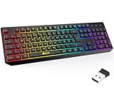 KLIM Chroma Wireless Gaming Tastatur Kabellos QWERTZ DEUTSCH - NEU - Langlebig, Ergonomisch, Wasserdicht, Leise - RGB Kabellose Tastatur Gaming für PC PS4 PS5 Mac - Schwarz