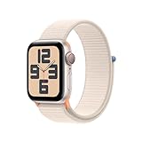 Apple Watch SE (2. Generation, 2023) (GPS + Cellular, 40 mm) Smartwatch mit Aluminiumgehäuse und Sport Loop Armband in Polarstern. Fitness- und Schlaftracker, Herzfrequenzmesser, CO₂ neutral