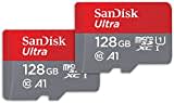 SanDisk Ultra microSDXC UHS-I-Speicherkarte 128 GB + SD-Adapter 2er-Pack (Für Smartphones und Tablets, A1, Class 10, U1, Full HD-Videos, bis zu 140 MB/s Lesegeschwindigkeit) 10 Jahre Garantie