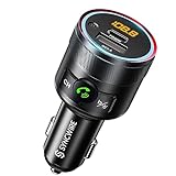 Syncwire Bluetooth 5.1 FM Transmitter für Auto, 38W PD&QC3.0 Schnelles Autoladegerät Drahtloses FM Radio Adapter Bass Sound Music Player Car Kit mit Freisprechfunktion USB-Laufwerk