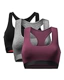 DANISH ENDURANCE Damen Cotton Bralette BH, Weiche Bio-Baumwolle, 1er und 3er Pack, BHS ohne Bügel, bequem, angenhmer Halt (Mehrfarbig (1x Dunkelgrau, 1x Schwarz, 1x Weinrot), Large)