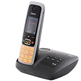 Gigaset C430A - Schnurloses DECT-Telefon mit Anrufbeantworter und Freisprechfunktion, klassisches Mobilteil mit TFT-Farbdisplay, schwarz-silber