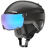 ATOMIC SAVOR VISOR STEREO Skihelm mit Visier - Schwarz - Größe M - Maximale Stoßdämpfung - Active Aircon Belüftungssystem - Hochwertige Verspiegelung für klare Sicht