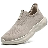 STQ Damen Slip on Schuhe Freihändig Bequem Sneakers Atmungsaktiv Turnschuhe Leichte Freizeitschuhe Gym Fitness Sportschuhe Taupe 39 EU