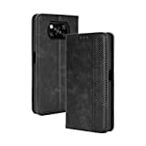 HAOTIAN Leder Hülle für Xiaomi Poco X3 NFC/Poco X3 Pro Hülle, Premium PU/TPU Leder Folio Hülle Schutzhülle Handyhülle, Flip Case Klapphülle Lederhülle mit Standfunktion & Kartensteckplätzen, Schwarz