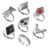 nicamaikoo eu Spiel Genshin Impact Hu Tao Ring Set,7 Stück,Verstellbare Ringe,Anime Cosplay Accessoire