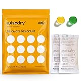 wisedry 50 Gramm [10 Packungen] Silicagel Beutel Kieselgel Mikrowelle Regenerierbar Sie Trockenmittel Beutel mit indikator für Schrankwaffensafes Badezimmer Lebensmittelqualität