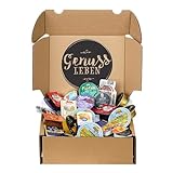 Genussleben Frühstücksbox mit ca. 800g Konfitüre, Marmelade, Honig, Haselnusscreme, Wurst und Frischkäse in vielen Geschmacksrichtungen, kleine Portionen im Mix für Büro, Familie oder Unterwegs.