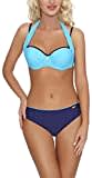 aQuarilla Damen Push Up Bikini Set Lyon (Blau/Marine, 38)