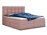 Boxspringbett Best mit 2 Bettkästen, Doppelbett mit Bonell-Matratze und Topper, Polsterbett, Bett, Bettgestell, Stilvoll, Schlafzimmer (Pink (Inari 52), 140 x 200 cm)