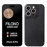 FILONO iPhone 16 Pro Carbon Hülle Ultra dünn | Made in Germany | mit Kamera-Schutz, kompatibel mit MagSafe | Carbon Case