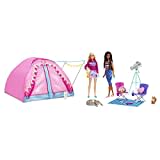 Barbie Abenteuer zu zweit Camping-Spielset mit Zelt, inkl. 2 Barbie Puppen, Barbie Camping Zubehör und Tiere, Geschenk für Kinder, Spielzeug ab 3 Jahre,HGC18