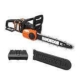 WORX WG384E Akku Kettensäge 40V - 35cm Schwertlänge - leistungsstarke bürstenloser Motor - werkzeugloses Kettenwechsel - 8 m/s Schnittgeschwindigkeit - leicht & kompakt - inkl. 2x2Ah Akku & Ladegerät