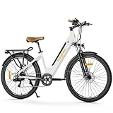 Eleglide T1 Step-Thru E-Bike, Elektrofahrrad 27.5'' Trekkingrad E-Cityrad mit 36V 13Ah Lithium-Akku bis zu 100KM Lange Range, 250W Motor, EU-konformes E Bike, LCD Display (Weiß)