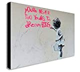 Banksy You're Never Too Old To Dream Big Leinwandbild, gerahmt, verschiedene Größen, A0, 47 x 33 Zoll