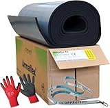 Scorprotect Armaflex Armacell original XG Kautschuk Platten selbstklebend (Isolierstärke 13 mm 1000 x 8000 mm = 8 m²) + rote Handschuhe CAT2 Schlüsselband