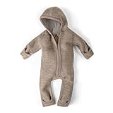 Ehrenkind® WALKOVERALL | Baby Wollwalk-Overalls aus Natur Schurwolle mit Reißverschluss | Walk Wolle Woll-Anzug für Kleinkind und Baby | Beige Gr. 74/80