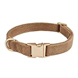 YUDOTE Ultraweiches Hundehalsband natürliche Baumwolle Cord für Kleine Hunde mit empfindlicher Haut,Braun