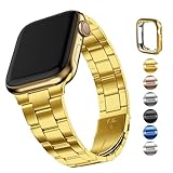 Fullmosa Metallarmband für Apple Watch SE Armband 40mm 41mm 38mm Damen Herren, Kein Werkzeug Erforderlich Bands für iwatch SE Series 9/8/7/6/5/4/3/2/1, Schlankes Frauen Armband,Gold