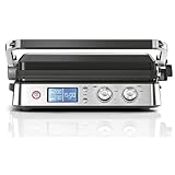 Braun Kontaktgrill CG9040 schwarz/edelstahl Tischgrill Elektrogrill 2000 W, Teflon Antihaftbeschichtung, Timer, Digitalanzeige, spülmaschinengeeignete Grillplatte