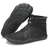 Mishansha Barfußschuhe Herren Winterschuhe Damen Warm Gefüttert Winterstiefel für Rutschfeste Fitnessschuhe Winter Outdoor Unisex Schwarzkohle 40 EU