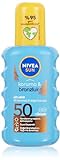 NIVEA Sun SPF50 Schutz & Bräune Sonnenspray (200ml),natürliche Bräunung mit natürlichen Pro-Melanine, sehr hoher Sonnenschutz, Bräunung und Sonnenschutz-Sonnencreme