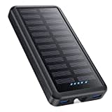 Pxwaxpy Power Bank 26800mAh, Solar Powerbank USB C 15W PD 3.0A Schnellladung, 3 Outputs 3 Inputs Externer Akku mit LED Taschenlampe Handy Akkupack für Camping Outdoor Kompatibel mit iPhone/Samsung etc