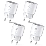 Alexa Steckdose 4er Pack, EIGHTREE Smart WLAN Steckdose mit Strommessung, Sprachsteuerung & Timer, Smart Home WiFi Steckdose funktioniert mit Alexa, Google Home, Nur 2.4GHz WiFi