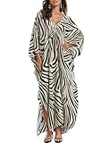 Bsubseach Kaftan Kleider Badeanzug Cover Up Streifen Kaftan Plus Größe Lange Kaftan Cover Up Seitenschlitz Kaftan Kleid