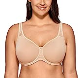 DELIMIRA Damen mit Bügel Nahtlose Vollschalen T-Shirt BH Gepolstert Große Größen Beige 85G