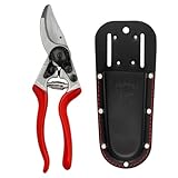 FELCO Set Gartenschere FELCO 8 für große Hände + schwarzes Lederetui FELCO 910 BLACK, Schweizer Präzision für komfortables und präzises Schneiden