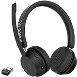 GEQUDIO GB-2 Bluetooth Headset mit Mikrofon, passives Noise Cancelling, Kopfhörer kabellos, 2 Geräte gleichzeitig verbinden (Smartphone, Handy, PC, Laptop), Wireless, Standby 500h (mit USB-Adapter)