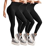 Leafigure 3er Pack Leggings Damen High Waist Leggings Schwarz Blickdicht für Sport Yoga Gym